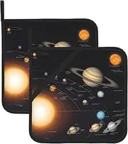 Solar System Potholders BBQ Pot Holders for Heat Resistant Potholder, Hot Pads,Cooking Baking(2-Pack)