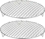 uxcell 2pcs Round Cooking Rack 9.4-inch 201 Stainless Steel Cross Wire Barbecue Grill Net with 20mm Legs for Cooking Baking Steaming BBQ