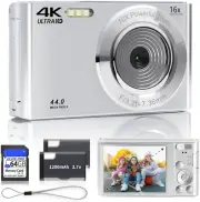 2024 4K 44MP Digital Camera for Teens with 16X Zoom and 64GB SD Card
