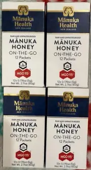 Four Boxes Manuka Honey On-The Go MGO 115+ 2.11 Oz By Manuka Health Exp2026+ NEW