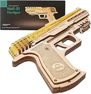 UGEARS Wolf-01 Handgun Wooden Mechanical 3D Brainteaser Best Gift Puzzle for Adults and Teens