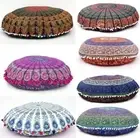 32" INDIAN MANDALA ROUND TAPESTRY FLOOR CUSHION PILLOW POUF COVER Bohemian Throw