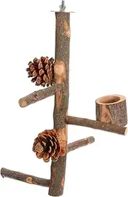 BUGUUYO Wooden Parakeet Perch Stand for Bird Training Durable and Stable Parrot Stand Fun Grinding Perch for Parrots for Bird Cages and Tabletops