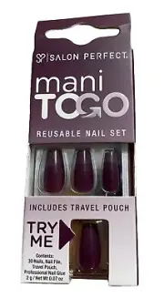 Salon Perfect Mani To Go Reusable Nail Set Of 30~File~Pouch~Nail Glue~Purple