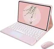 Jarttarn Keyboard Case Compatible with Xiaomi Redmi Pad SE 8.7-inch (2024) with Mouse, Round Keys Detachable Wireless Touchpad Trackpad Keyboard for Redmi Pad SE 8.7" (Pink)