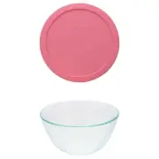 Pyrex 7402 6-Cup Sculpted Glass Bowl and 7402-PC Retro Pink Lid