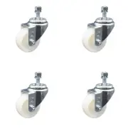 3 Inch SS Nylon Wheel Swivel 3/8 Inch Threaded Stem Caster Set Service Caster