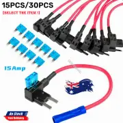 AU 5-30 x Car Add-a-circuit Fuse Tap Adapter Set 15A Small Blade Fuse Holder Kit
