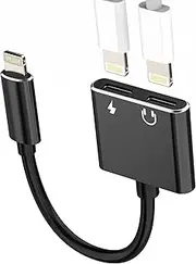 Lightning to Aux Headphone Jack Charging Adapter (2in1) for iPhone 14 13 12 Pro for Apple Double Adaptor Earphone Audio Music Charging Splitter for iPad Connector Cable Charger Headset Dual Converter