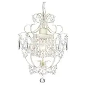 Small Crystal Chandelier for Bedroom, 90% Pre-Assembled 1 Light White