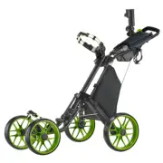 CaddyTek CaddyCruiser ONE Pro Folding 4 Wheel Golf Buggy / Push Cart - Lime