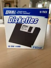 Quill Brand Diskettes HD IBM 1.44MB 3.5" 10 count Brand New, Sealed