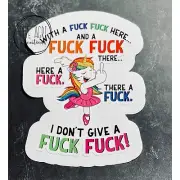 Funny Rude Decal | Adult Unicorn Singing F Song | Waterproof Weatherproof