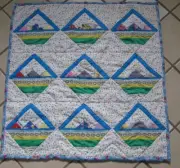 Handmade Patchwork May Baskets Quilt, Topper, Wall Hanging 31" x 32"