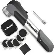 Mini Bike Pump & Glueless Puncture Repair Kit - Presta & Schrader Bicycle Pump