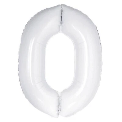 White Number 0 Giant Numeral Foil Balloon 86CM (34") Kid Birthday Party Supplies