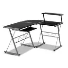 Computer Desk L-Shape Keyboard Tray Shelf Black Artiss