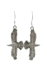 Allison Manuelito, Earring, Sterling Silver, Navajo Handmade, 2"