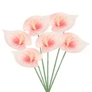 6Pcs 13" Artificial Anthurium Lily Flowers Floral Bouquet Decor, Orange White