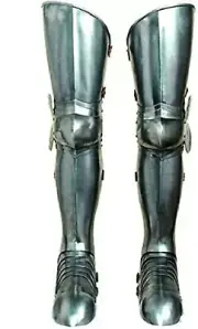 Medieval Knight Full Leg Armour Greaves Halloween Costume Silver