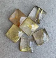 6mm-15mm Golden Rutile Square Cabochons Pack of 5 Pcs Golden Color Rutile Cabs
