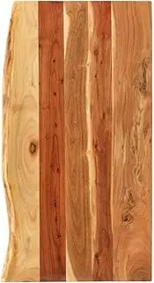 vidaXL Solid Acacia Wood Bathroom Vanity Top Wooden Home Indoor Washroom Toilet Sink Accessory Countertop Worktop with Live Wood Edge