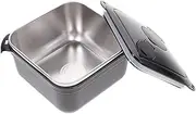 NOLITOY Stainless Steel Lunch Box with Insulated Bowl for Ramen Noodles Square Serving Bowl Non-Slip Design