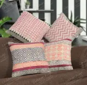 Set of 4 Indian Handwoven 18"x18" Block Printed Cotton Handmade Christmas Gift