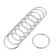 40mm Metal O Rings Non-Welded for Straps Bags Belts DIY Silver Tone 10pcs