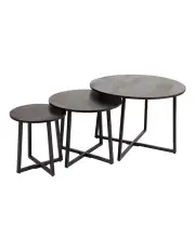 [Fab Habitat] Rio Solid Wood Round Nested Coffee Table Set Of 3 in Black