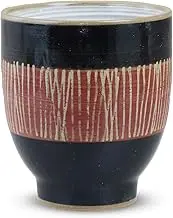 Ctoc Japan 917915 Tea Cup, Black, Φ2.8 x 3.1 inches (7.2 x 7.9 cm), Cup, Hasamiyaki, Black Rolled Tokusa Carving