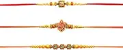 [Tuelip] Pack of 3 Rakhi for Raksha Bandhan Designer Rakhi Bracelet for Brother with Ganesh & OM Fancy Beads Rakhi Thread Celebration of Raksha bandhan