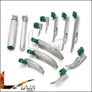 Set Of 12 Fiber Optic Mac Miller Laryngoscope Blade 2 Handle Intubation Kit New