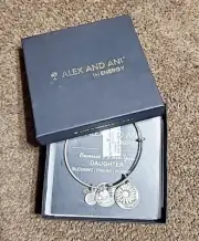 NWT ALEX AND ANI Daughter Because I Love You Expandable Wire Bracelet W/Card