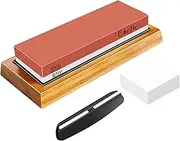 BearMoo Whetstone 2-in-1 Sharpening Stone 3000/8000 Grit Waterstone, Knife Sharpener Rubber Stone Holder Included