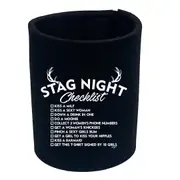 Stag Night Checklist Tshirt - Funny Novelty Stubby Holder