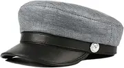 [Generic] Men Women Printed Casual Flat Caps Male Youth Navy Chapeu Unisex Genuine Leather Suede Hats