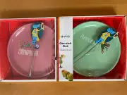 SHONFELD'S GARNISH SET Cosmopolitan & Appletini 2 DISHES & 2 PICKS New Condition