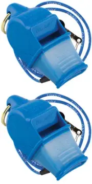 Fox 40 Sonik Blast CMG 3-Chamber Pealess Whistle + Lanyard, Blue (2-Pack)