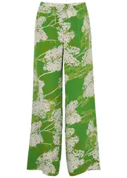 Bernadette Louis Floral-print Silk Crepe de Chine Trousers - Green - 12 12