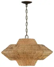 Lumanity Luca Single-Light Rattan 3-Tier Chandelier