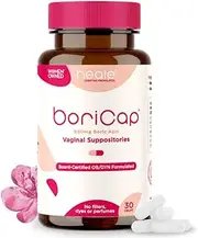 BoriCap Boric Acid Suppositories Contain Only Boric Acid, Gelatin Capsule, Helps Maintain Vaginal Health, Easy to Insert, Made in The USA, 30 Capsules