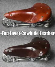 Vintage Elephant Spring Genuine Leather Bike Saddle Retro Bicycle Cushion Seat