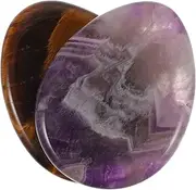 2Pcs Stone Worry Stones for Relaxation Natural Massage Stones Dreamy Amethyst Decorative Household Adornment for Home Office