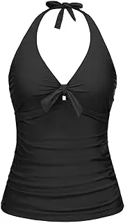 [Talisea] Women Halter Tankini Swim Top - Tummy Control Swimsuit Bathing Suit Top Front Tie Knot Swim Top Only 2025