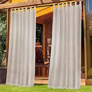Outdoor Curtains, 2 Panels Curtains Semi Sheer Waterproof for Gazebo, Sun Protection Blackout Thermal Insulated Curtain for Pergolas,Porches,Patios(Beige,52 * 95n)