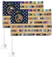 2 Pack Peace Car Flag 12 X 18 inch Double Side Peace Sign Car Window Flags