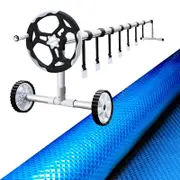 Aquabuddy Pool Cover 500 Micron 10x4m Blue Swimming Pool Solar Blanket 5.5m Roller