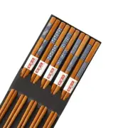 Reusable Bamboo Japanese Natural Wood Chopsticks 5 Pair Set Brand New