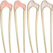 Pack of 4 French Hair Pin Metal, U-Shaped Hair Fork, Large French Twist Hair Pin Metal, French Hair Pins for Thick Hair, U-Shaped French Style Hair Updo, French Twist Hair Fork